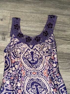 Free people purple Paisley Sleeveless Dress with Floral Accents